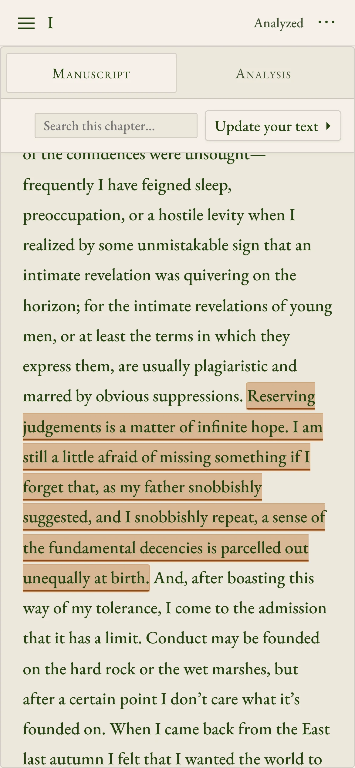 Click a note and its passage lights up. Maxwell says what the writing needs. It never rewrites it for you.
